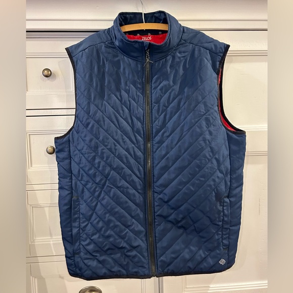 ZELOS Navy Quilted Zip-Up Vest Red Lining Size XL - Picture 8 of 12